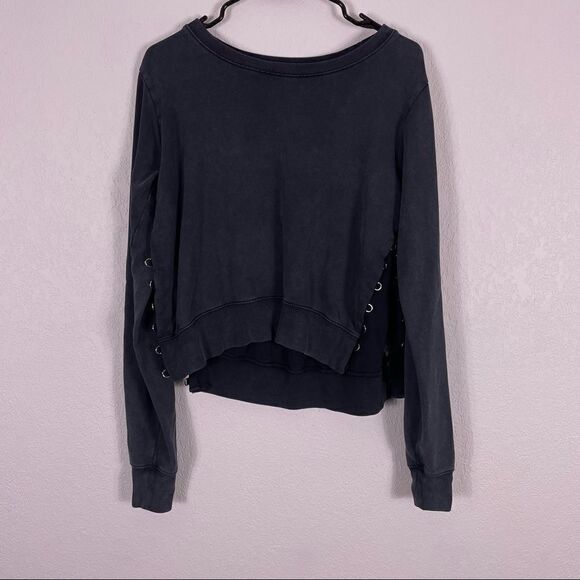All Saints Heathered Grey Open Sides Pullover Sweatshirt - Picture 1 of 9